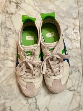 Onitsuka Tiger Mexico 66 Sneakers in Cream, Navy & Lime，size 5